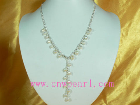elegant 6-7mm white rice freshwater pearl necklace